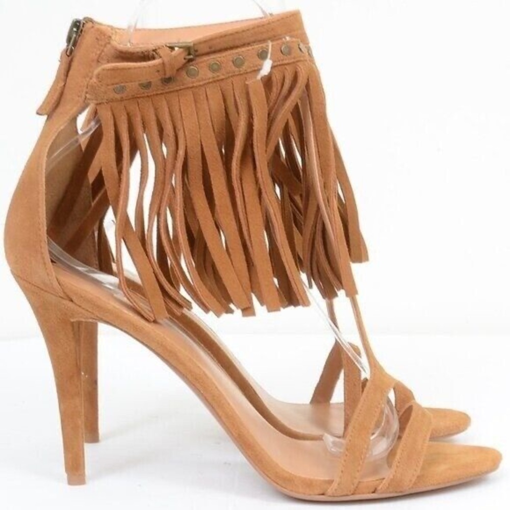 Nine West Tan Fringe Stiletto Heels